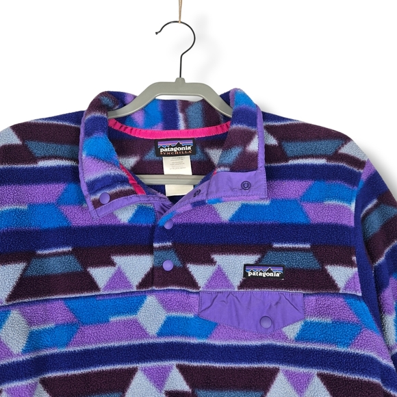 Patagonia Synchilla T-Snap Fleece Pullover Purple Blue Aztec Womens Size Large - Picture 2 of 16